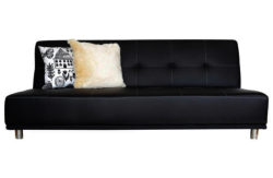 Duke Leather Effect Futon Sofa Bed - Black